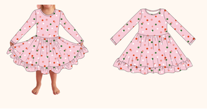 Tùy Chỉnh Mô Hình Cô Gái 'Dài Tay Áo Twirl Ăn Mặc Trái Tim Và Hoa In Cô Gái 'Twirl Ăn Mặc Tùy Chỉnh Mô Hình Trẻ Em Ăn Mặc - Product Image 2