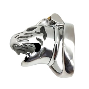 Jaula de Castidad Metálica 2022, Dispositivo de Castidad Masculino, Anillo para Pene Pulido a Mano, Jaula para Pene con Forma de Tigre para Hombre - Product Image 4