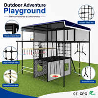 Équipement de terrain de jeu d'aventure extérieur commercial pour enfants : structure d'escalade, barres de singe, balançoire, parcours d'obstacles Ninja pour maternelle