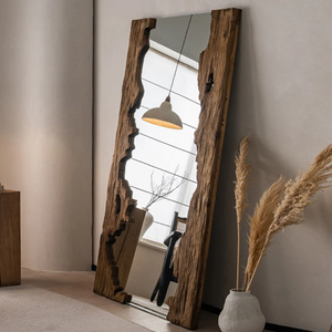 RAINHOU Trending stile rustico specchio Full Body con struttura in legno irregolare artigianale <span class=keywords><strong>per</strong></span> interni moderni Wabi Sabi - Product Image 4