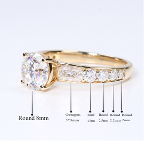 Высокое качество 2 карат круглое кольцо с муассанитом 9k 10k 14k 18k из твердого золота Муассанит ювелирные изделия обручальное кольцо - Product Image 4