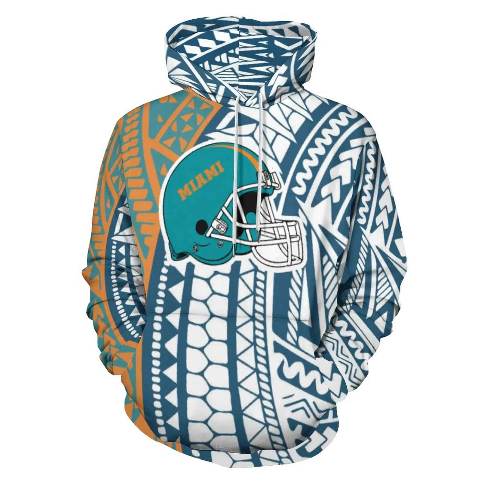 1moq Drop Shipping Polynesische Samoan Tribal Design Custom Retro Stijl Groot Formaat Miami Heren Capuchon Sweatshirt Unisex Sport Hoodie