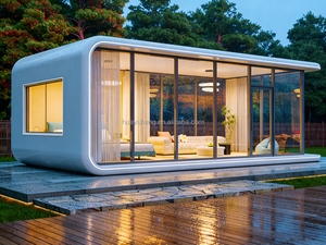 Maison-capsule modulaire préfabriquée en acier moderne et contemporaine, hôtel, bureau, immeuble, appartement, utilisation écologique, alimentée à l'énergie solaire - Product Image 2