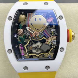 Reloj Mecánico de Lujo de la Mejor Calidad, Resistente al Agua, 41 mm, Movimiento Tourbillon de Fábrica RM, RM88, Esqueleto de Cerámica Blanca, Diseño Smiley - Product Image 1