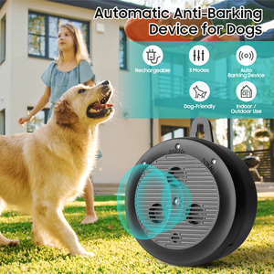 Dispositif <span class=keywords><strong>anti</strong></span>-<span class=keywords><strong>aboiement</strong></span> ultrasonique en plastique pour chien, 3 modes, rechargeable, <span class=keywords><strong>longue</strong></span> <span class=keywords><strong>portée</strong></span> 32 pieds, garantie 1 an, pour usage intérieur/extérieur - Product Image 3