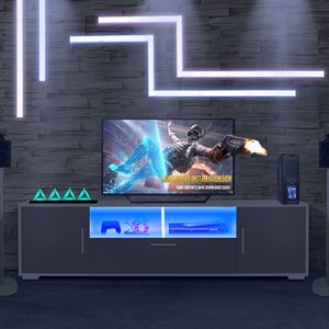 DB Fashion LED Light TV Stand Console Entertainment Center Panel Style TV Cabinet con función de control remoto - Product Image 3