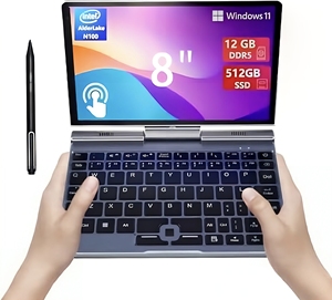 Nueva Mini Laptop <span class=keywords><strong>Reversible</strong></span> Intel de 8 Pulgadas N100 DDR5 con Windows 11 Pro, Pantalla Táctil, Entretenimiento, Uso Conveniente en la Oficina, 2 en 1 - Product Image 1