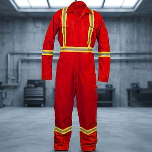 Overol de Seguridad Reflectante Rojo Clase 2, Ropa de Trabajo Industrial, Traje Protector para Hombre con Franjas de Alta Visibilidad - Product Image 4