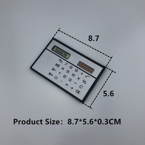 Card Calculator Ultra Thin Solar Powered Mini Plastic 8 Digits Black Silver Four Rows - Product Image 2