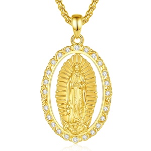Collar de Joyería Católica Espiritual con Colgante de Nuestra Señora de Guadalupe Chapado en <span class=keywords><strong>Oro</strong></span> de <span class=keywords><strong>24K</strong></span> al por Mayor para Mujer - Product Image 1
