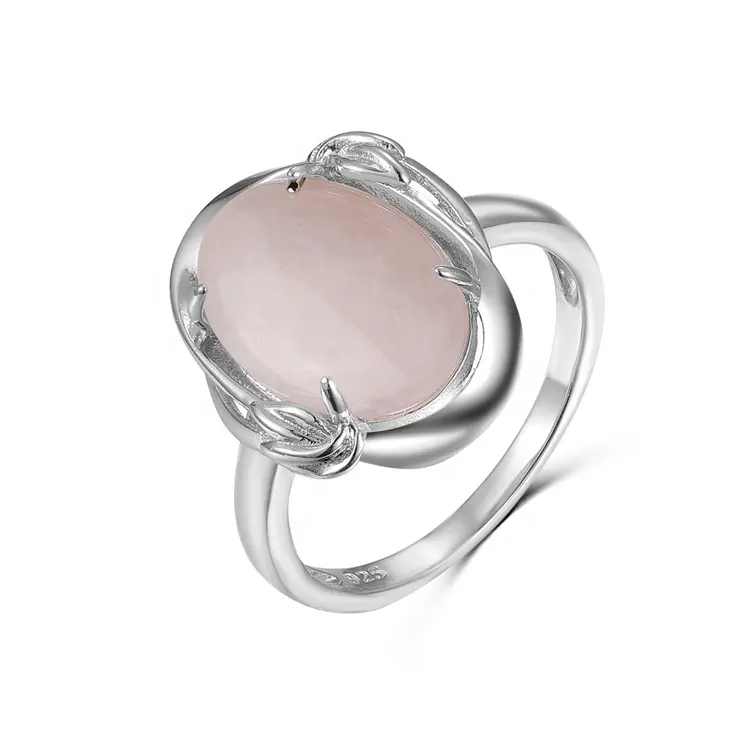 XZY Unique Design Beautiful Sterling Silver Rose Quartz Finger Rings 925 For Women