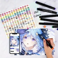 24-262 Couleurs Fabricant Stylo de coloriage artistique Double pointe Dessin à l'esquisse Marqueurs de coloriage Livre de coloriage Ensemble de marqueurs artistiques