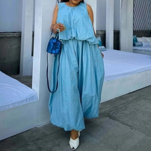 Haut court sans manches ample avec taille cintrée et pantalon large - Nouvel ensemble 2 pièces pour femmes de style africain - Product Image 5