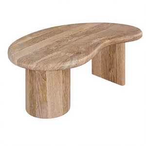 Sculptural Base Solid Mango Wooden Irregular Shape Curve Top Natural TC Finish Latest Modern Wooden Living Room <b>Coffee</b> <b>Table</b> - Product Image 1