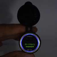 DIN Hell Powerlet Plug ke Pengisi Daya USB Quick Charge 3.0 & Adaptor Pengiriman Daya Tipe C untuk Sepeda Motor BMW (Hitam) 12-24V