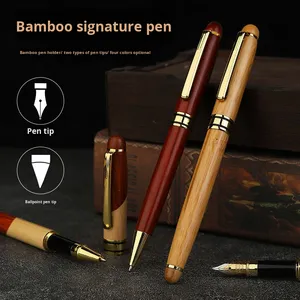High-End Customizable Bamboo <strong>Pen</strong> Wooden and Metal Ballpoint Signature <strong>Pen</strong> 1.0 mm Writing Width Business or Teacher's Day Gift - Product Image 4