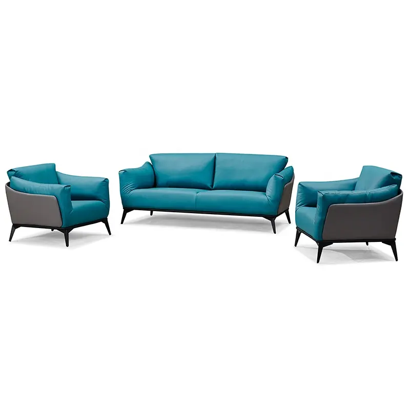 Business Kantoor Sofa Moderne Hoge Kwaliteit Pu Lederen Cover Eenvoudige Set Oem Modieuze Aangepaste Staal Been Sofa