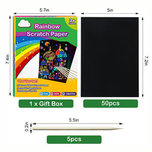 Juego de Tarjetas de Papel para Rascar con Arcoíris Mágicos Holográficos Personalizados, Caja de Regalo Creativa para Niños - Product Image 4