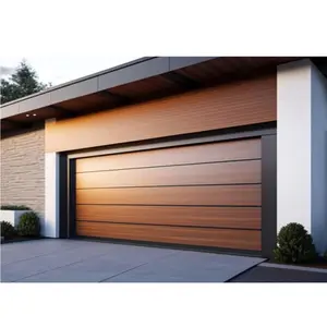 提前定制好价格现代镀锌钢木复合车库玻璃门