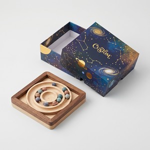 Gioco Educativo Montessori Personalizzato in Legno, Labirinto di Perline Galattico con Pianeti, Stelle e Luna, Confezione Regalo OEM - Product Image 3