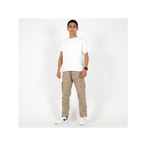 Pantalon décontracté polyvalent à la mode Denny Beige-Pantalon élégant en toile de bébé beige pour hommes et femmes Vêtements confortables - Product Image 1