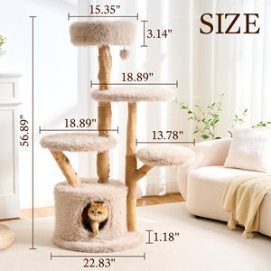 Tour d'activités pour chat en bois composite de 53 pouces, avec griffoir, capsule spatiale, lit supérieur amovible, design moderne, OEM ODM, logo personnalisé, vente en gros - Product Image 4