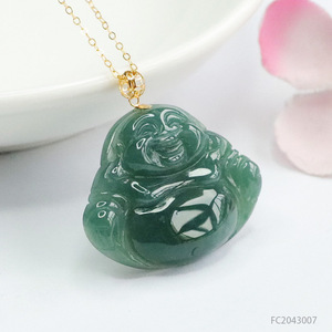 Pendentif masculin <span class=keywords><strong>en</strong></span> <span class=keywords><strong>or</strong></span> 18 carats incrusté de <span class=keywords><strong>jade</strong></span> Ximang Feitsui, sculpture bouddhique Maitreya, diffusion <span class=keywords><strong>en</strong></span> direct d'usine, génération S204307 - Product Image 1