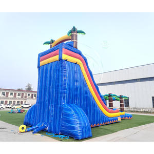 Toboggan aquatique gonflable géant en PVC bleu marbré tropical, utilisation domestique et commerciale, garantie de 3 ans - Product Image 4