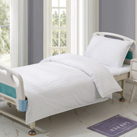 Ensemble de linge de lit d'hôpital pliable écologique style simple en polyester/coton tissé – Drap-housse, housse de couette et taie d'oreiller (3 pièces)