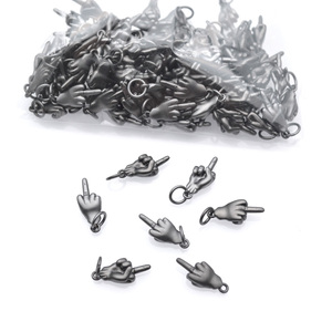 Mặt Dây Chuyền Kim Loại Cử Chỉ Ngón Tay Giữa Mạ Vàng Bạc Mờ Chất Lượng Cao Hạt <span class=keywords><strong>Charm</strong></span> Hình Bàn Tay Để Tự Làm Trang Sức - Product Image 5