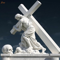 Église catholique chrétienne célèbre grande pierre sculpter jésus 14 Stations neuvième station marbre blanc jésus tombe troisième fois Sculpture