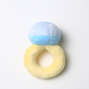 Cute <b>Plush</b> Ring Dog Chew Toy Interactive Pet Toy for Small Dogs Indoor Use Cartoon Style Blue and Yellow Color - Product Image 6