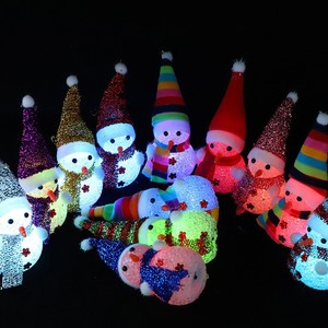 Christmas White Crystal Snowman <b>LED</b> Light Battery Gift Decoration Ornament with Cartoon Glowing Acrylic <b>Ball</b> - Product Image 2