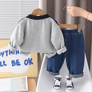 <span class=keywords><strong>2026</strong></span> Meistverkaufte Lässige Cartoon-Kinderkleidung Großhandel Jungen 2-Teiliges Set Langarm-Kapuzenpullover mit Tasche & Jeanshose - Product Image 4