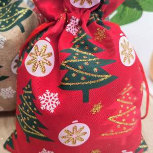 Christmas Tree Snowflake Pattern Drawstring <b>Gift</b> <b>Bag</b> Christmas <b>Party</b> Packaging <b>Gift</b> <b>Bag</b> - Product Image 5