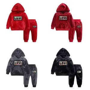 Toptan üretici bahar sonbahar yeni stil basit tasarımlar moda güzel bebek kız kalın Hoodies takım elbise