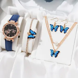 Nuevo juego de pulsera personalizado y de moda con temperamento de moda y moderno, reloj de mujer de cuarzo con incrustaciones de diamantes