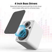 Altavoces de estantería de madera de 2.0 canales y 50W RMS con entrada USB 5.3, modos de audio DSP e iluminación LED RGB para ordenador y sistema de cine en casa
