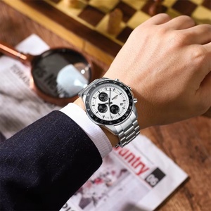Montre chronographe de luxe pour hommes, en acier inoxydable, résistante à l'eau 3BAR, date lumineuse, montre à quartz tendance, pour 2636 marques - Product Image 6