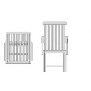 Teak Folding Garden <b>Chair</b> with Armrests <b>Rustic</b> Outdoor Furniture Wooden Seat and Back Tapered Legs - Product Image 3
