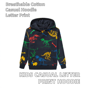 Sweat-shirt à capuche personnalisé pour enfants en polyester et coton molletonné avec imprimé lettres, décontracté pour garçons, automne-hiver, OEM - Product Image 5