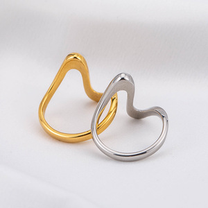 Geometric Spiral <b>Ring</b> 18K Gold Plated <b>Titanium</b> Steel Women's Fashion Jewelry Gift Design - Product Image 3