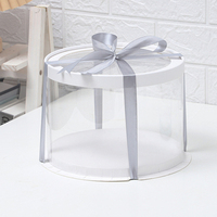 Caja de pastel transparente con ventana redonda Caja de postre de color helado Caja de pastel de cumpleaños de una sola capa de doble altura