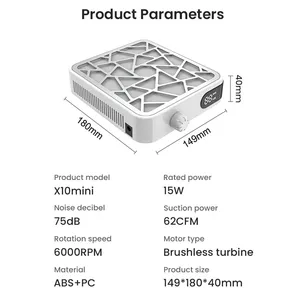 Mini Brushless Turbo <b>Nail</b> Dust Machine HD Display Adjustable Speed Portable Rechargeable Vacuum <b>Cleaner</b> for Manicure Lower Noise - Product Image 6