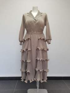 Đầm áo khoác nữ dáng rộng, xếp ly, phong cách Âu Mỹ, size lớn, màu đen, tay đèn lồng, dáng rộng, có dây buộc - Product Image 5