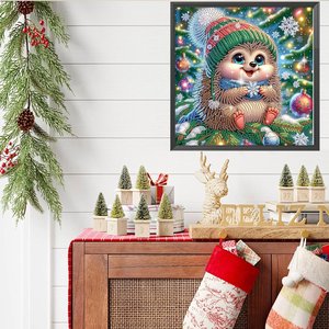 Kit de Pintura de Diamantes Creativo de 30*30CM con Diseño de <span class=keywords><strong>Erizo</strong></span> Navideño, Taladros de Cristal de Forma Irregular, Pintura de Diamantes DIY de Navidad para Principiantes - Product Image 5