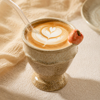 Mug en céramique 3D en forme de cône de crème glacée, fait main, effet moucheté vintage, avec piédestal décoratif en forme de pomme, pour latte