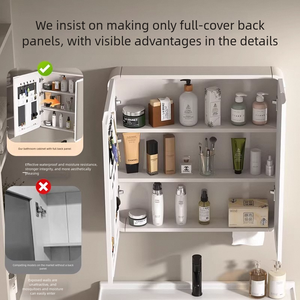 Mueble de <span class=keywords><strong>Baño</strong></span> de Roble con Base y Encimera de Mármol, con Estantes de Almacenamiento <span class=keywords><strong>para</strong></span> Remodelación de <span class=keywords><strong>Baño</strong></span> Principal - Product Image 4