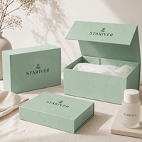 Scatola Regalo Magnetica Pieghevole con Logo Personalizzato, Cartone Avorio Spesso di Alta Qualità, Confezione di Lusso a Righe Verde Chiaro per