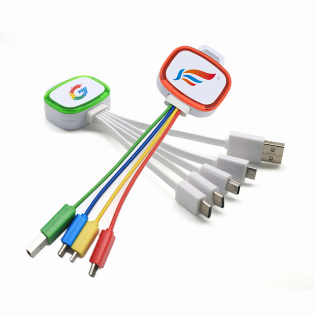 Factory Promotional High-quality LED USB Micro Type-c 4 in 1 Fast Charging Cable Portable Multi USB Phone Charging Cord